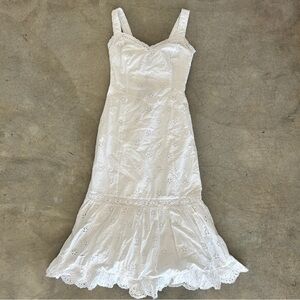 PAIGE DENIM 🤍 White Cotton Eyelet Pallas Midi Dress